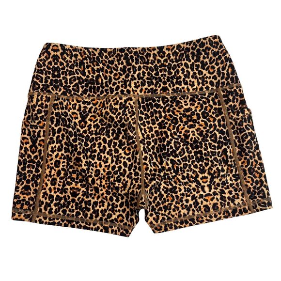 Ray Rose Biker Shorts Women Large Leopard Print Athleisure Stretch Media Pockets - Picture 2 of 10